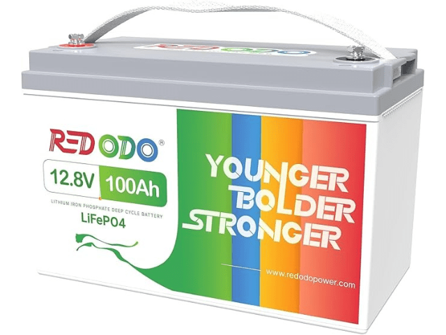 Batería de litio de ciclo profundo Redodo LiFePO4 de 12V y 100Ah.